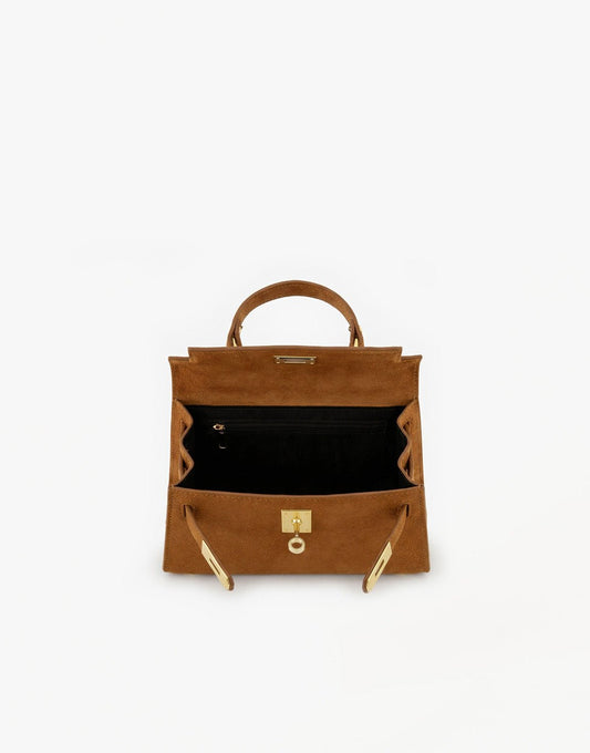 Cognac Suede Gouden Detail - Tas - Olivia & Kate