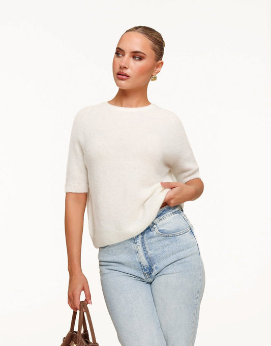 Creme Basic Fluffy SS - Top - Olivia & Kate