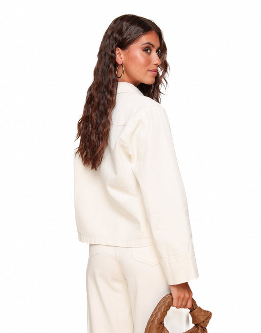 Creme Denim Strikjes - Blouse - Olivia & Kate