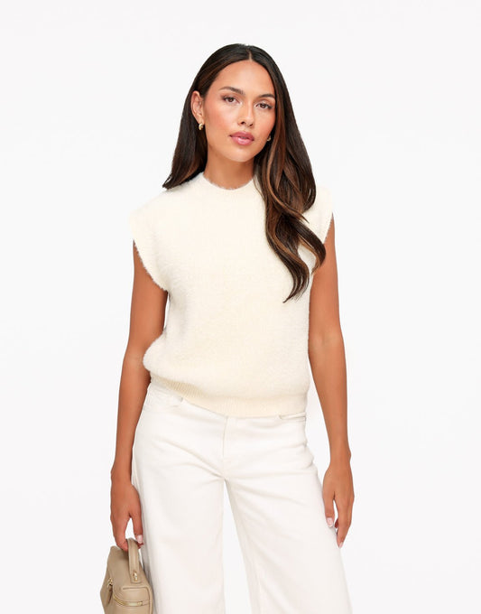 Creme Fluffy Spencer - Top - Olivia & Kate