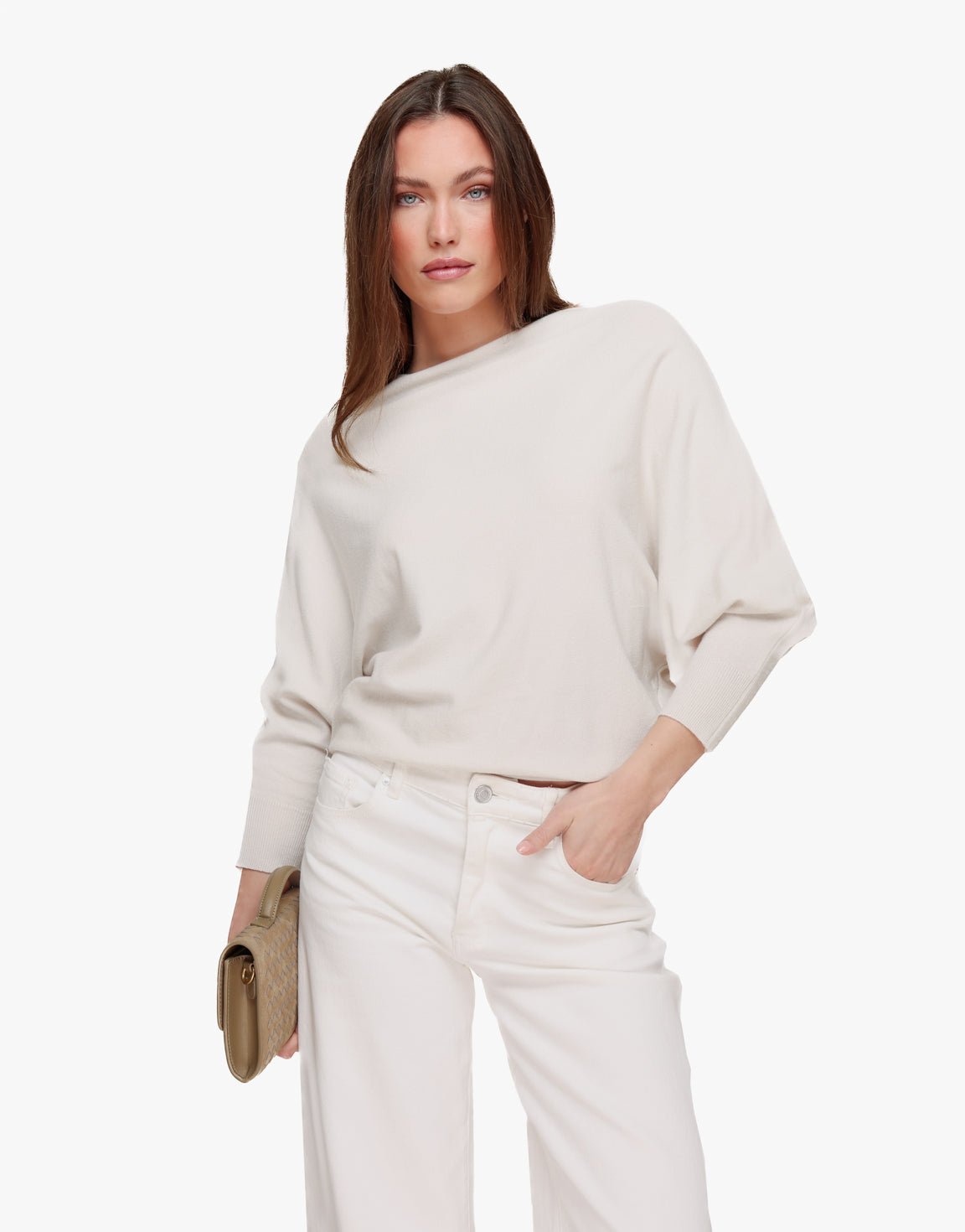 Creme Gebreide 2 Kanten 3/4 Mouwen - Top - Olivia & Kate