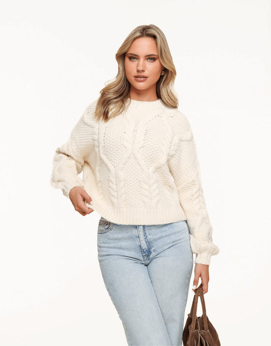 Creme Knitted Cable - Sweater