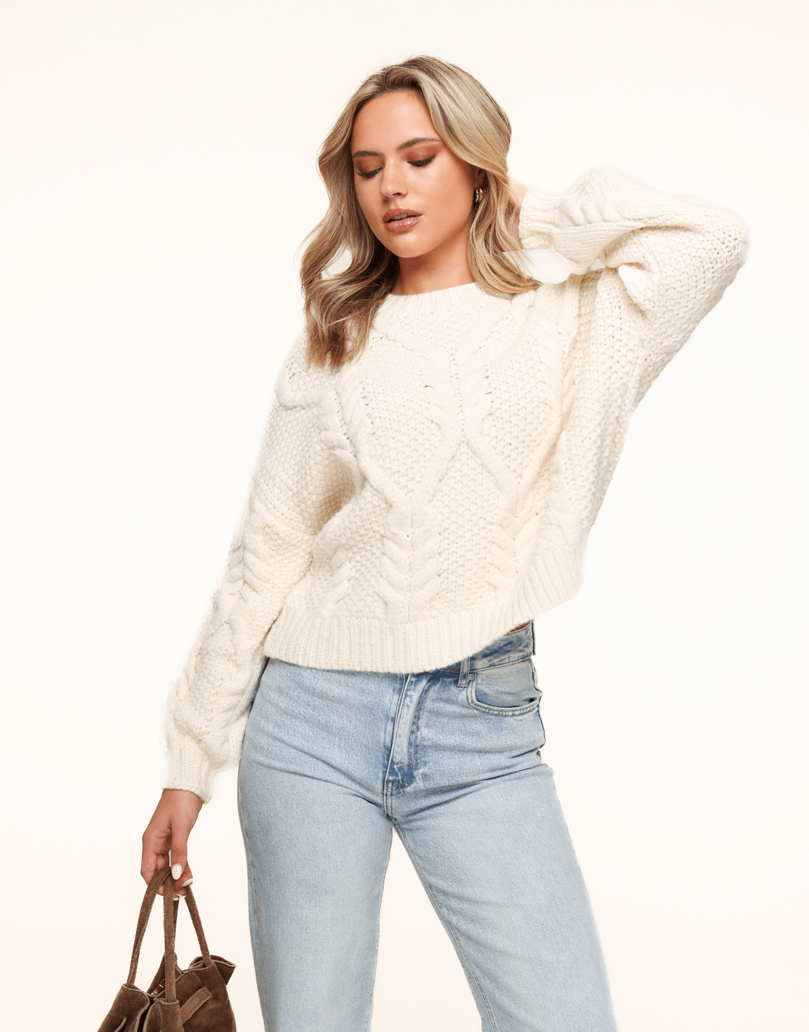 Creme Gebreide Kabel - Trui - Olivia & Kate