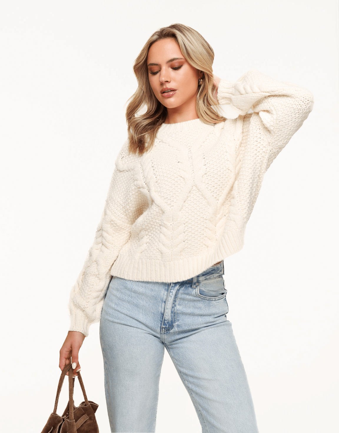 Creme Gebreide Kabel - Trui - Olivia & Kate
