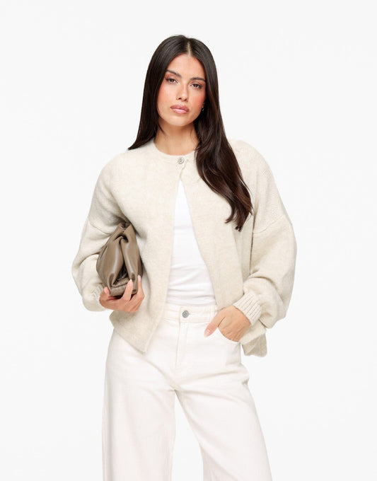 Creme Gebreide Knoop - Vest - Olivia & Kate