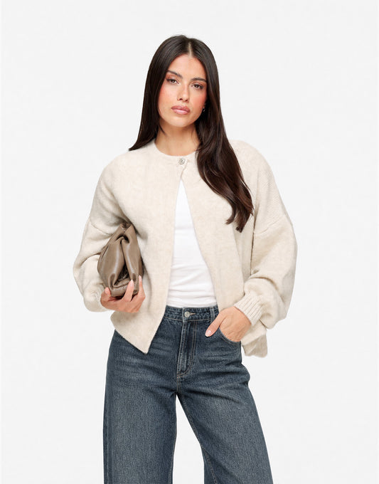 Creme Gebreide Knoop - Vest
