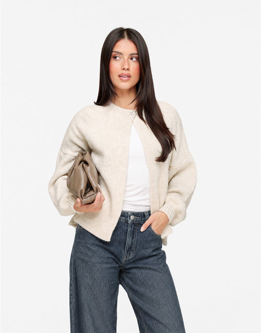 Creme Gebreide Knoop - Vest