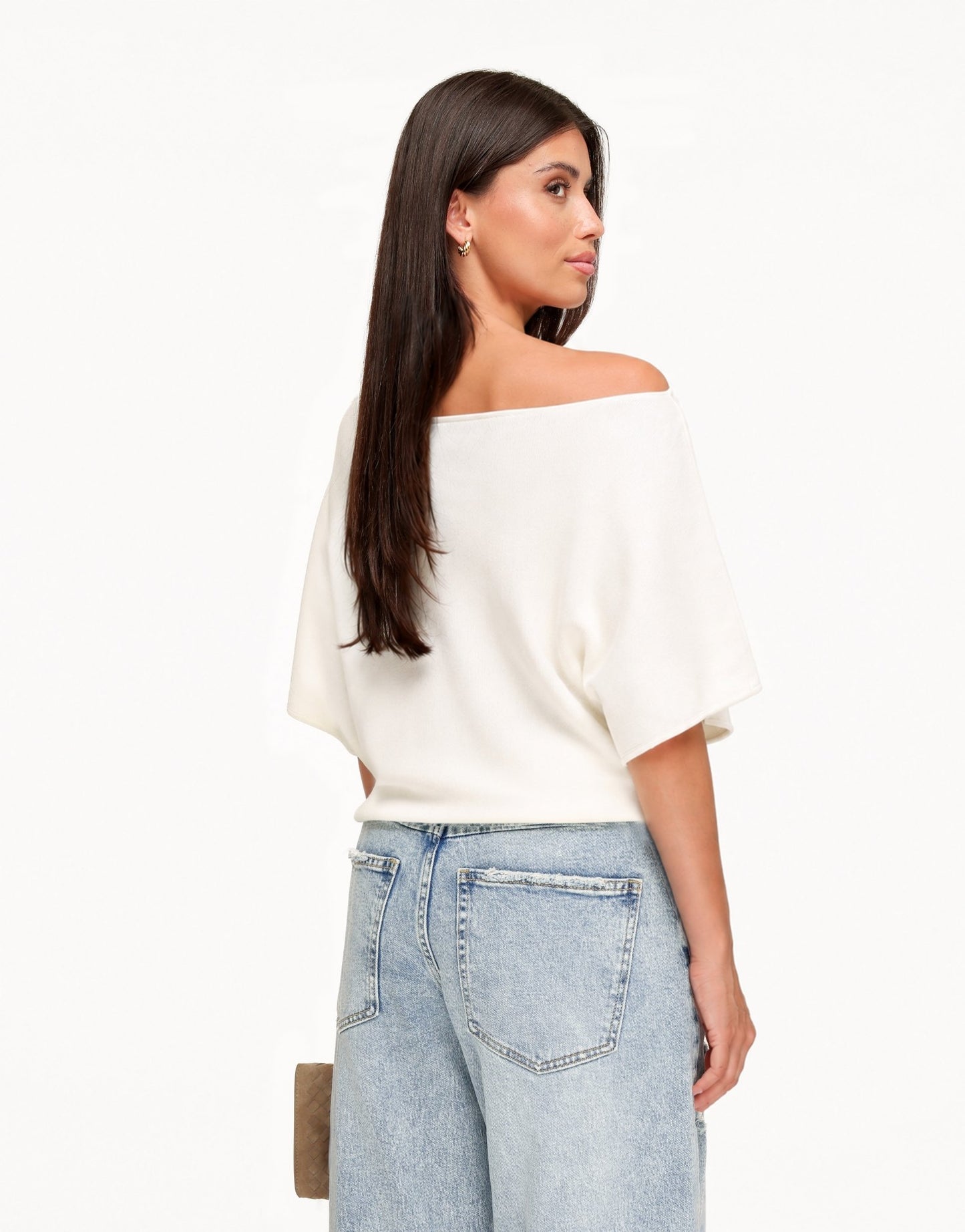 Creme Gebreide Off Shoulder - Trui - Olivia & Kate