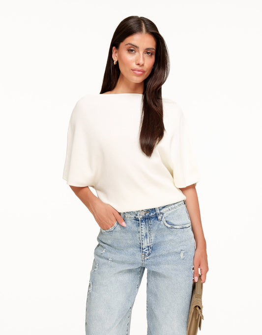 Creme Gebreide Off Shoulder - Trui - Olivia & Kate