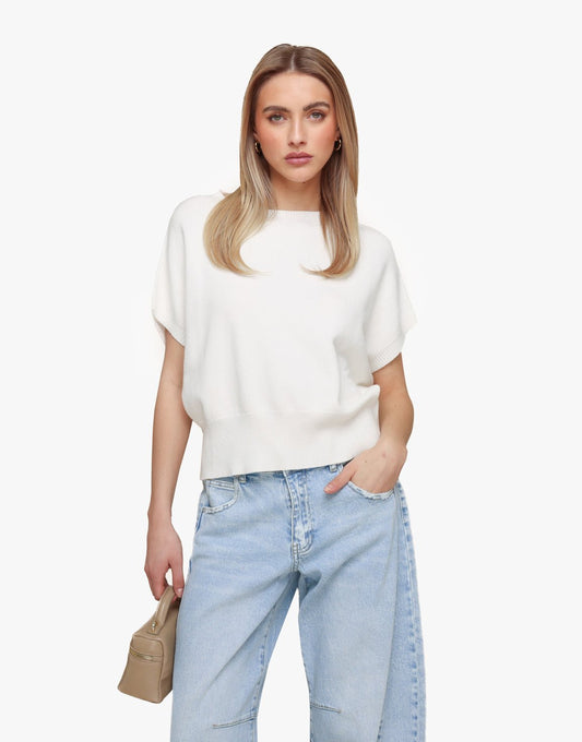 Creme Gebreide SS - Top - Olivia & Kate