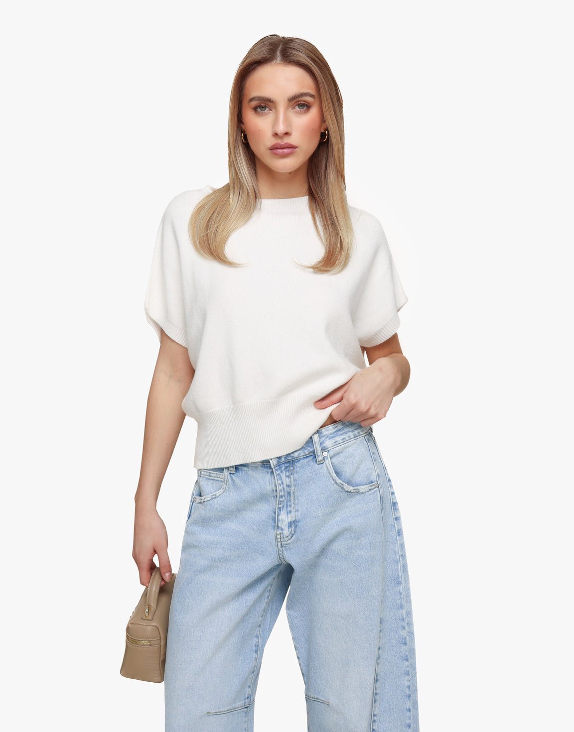 Creme Gebreide SS - Top - Olivia & Kate