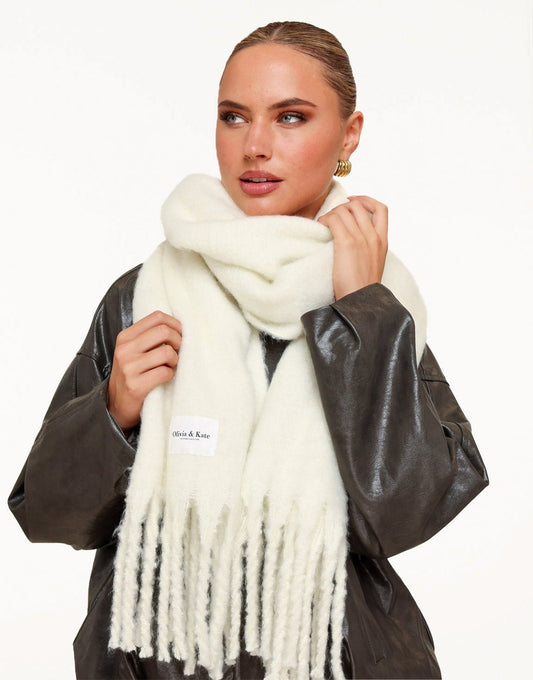 Cream Knitted STUDIO - Scarf - Olivia & Kate