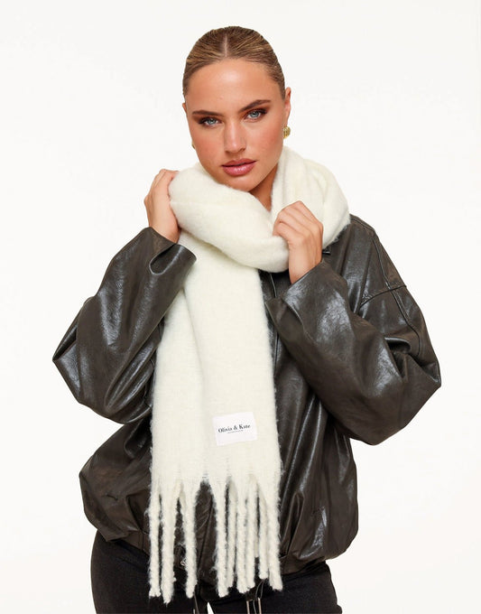 Cream Knitted STUDIO - Scarf - Olivia & Kate