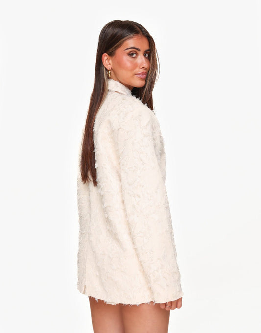 Creme Gedetailleerde Oversized - Blazer - Olivia & Kate