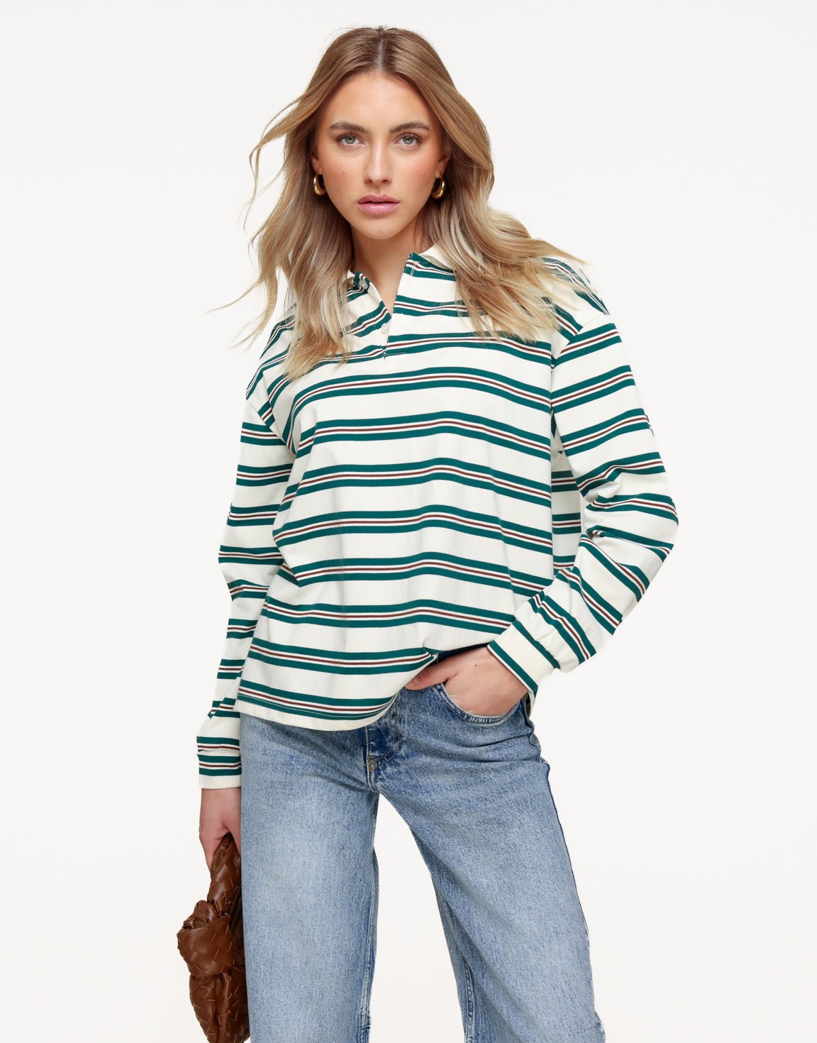 Cream Striped Collar - T-shirt - Olivia & Kate