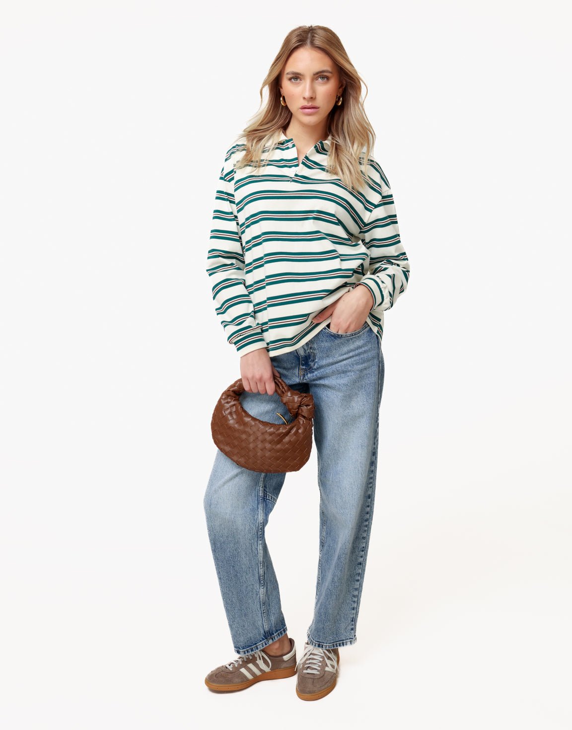 Cream Striped Collar - T-shirt - Olivia & Kate
