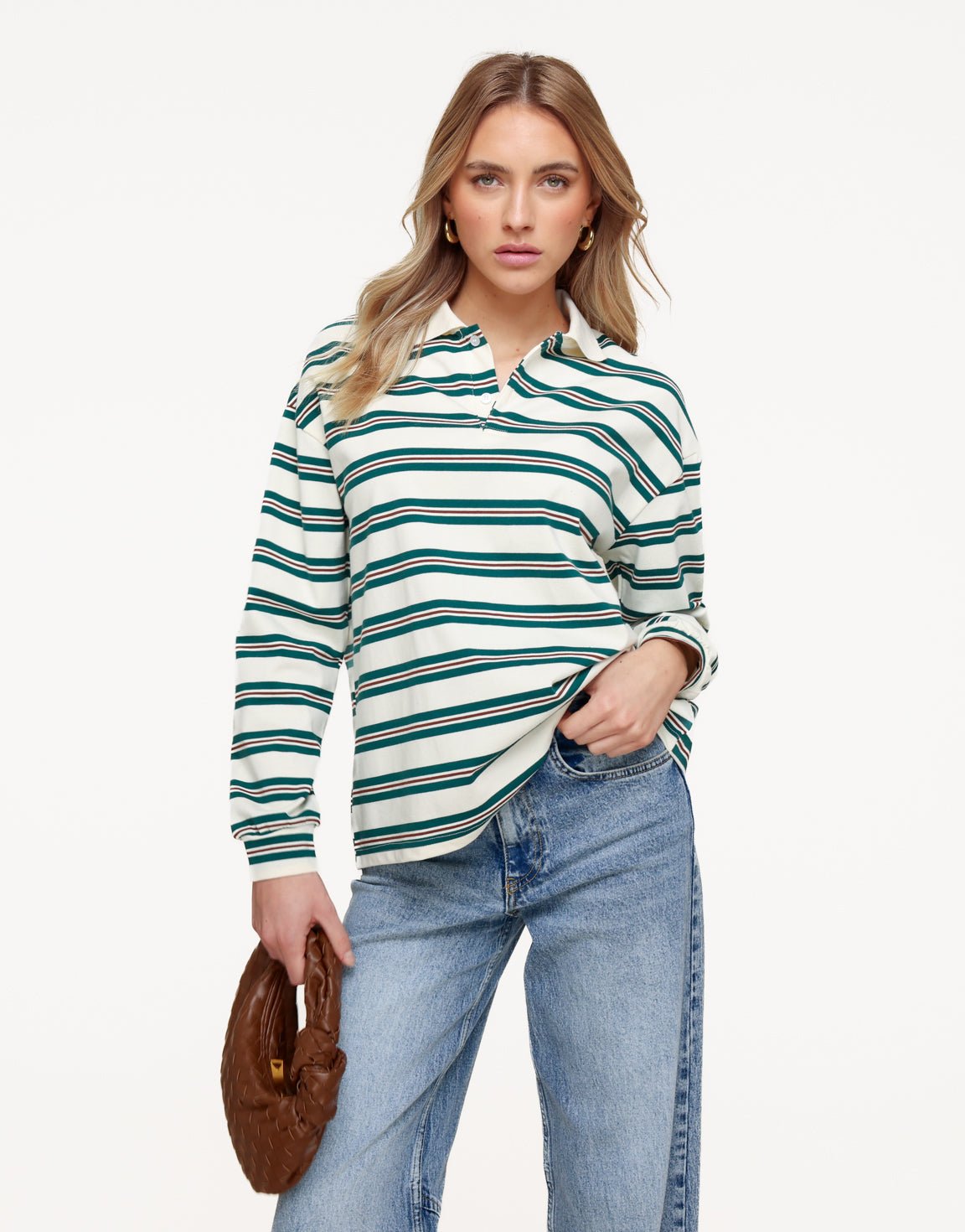 Cream Striped Collar - T-shirt - Olivia & Kate
