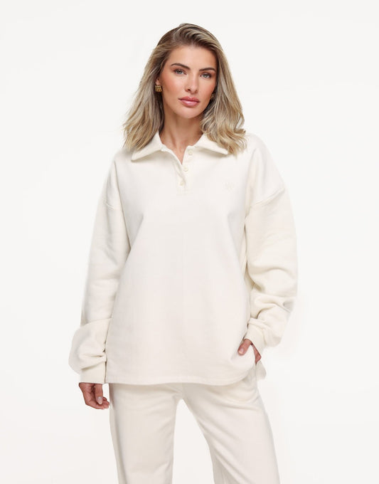 Creme Knopen LS Jogging - Trui - Olivia & Kate