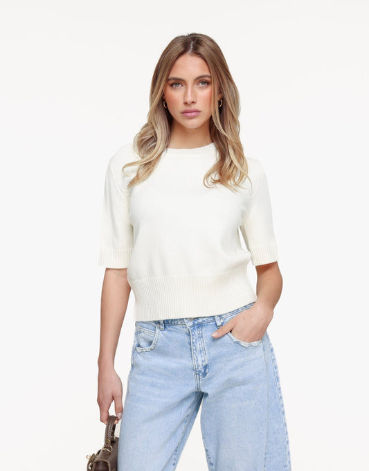 Creme Losse SS - Trui - Olivia & Kate