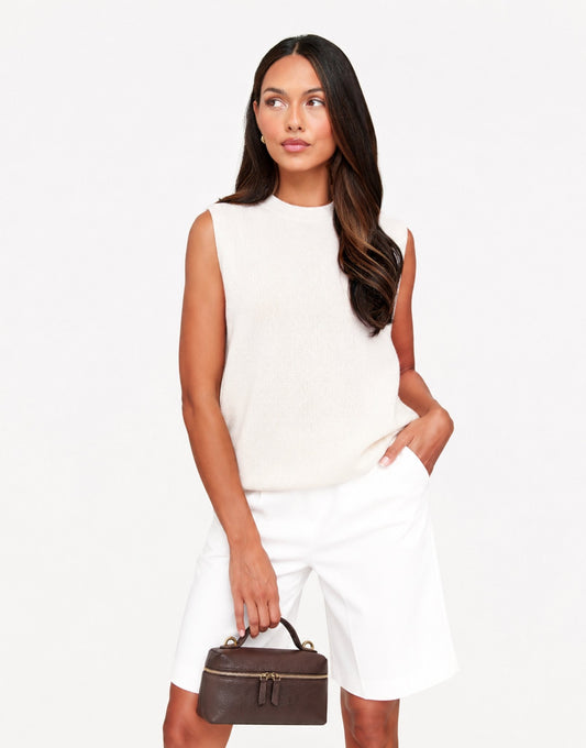 Creme Mouwloze Fluffy - Top - Olivia & Kate