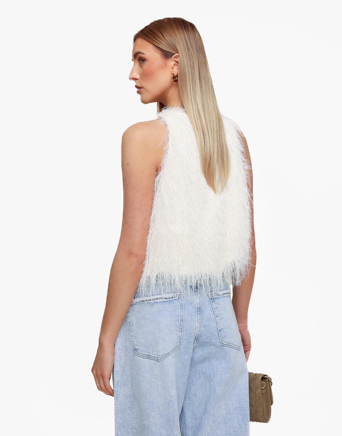 Creme Mouwloze Fluffy - Top - Olivia & Kate