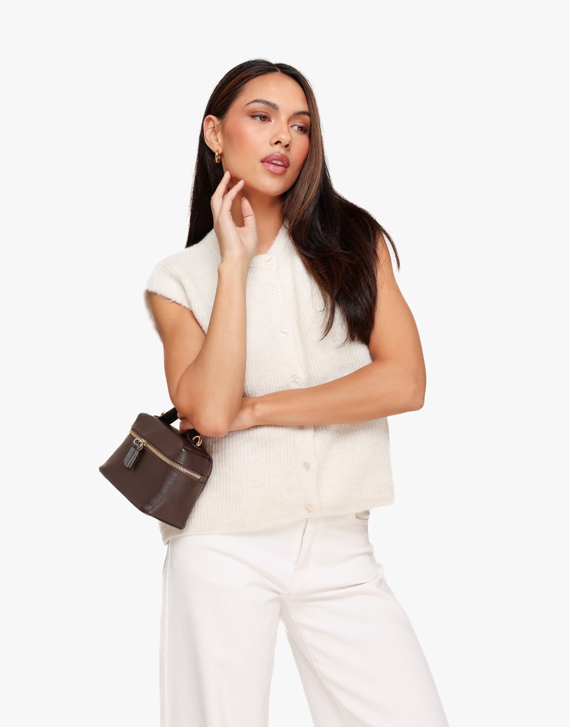 Creme Mouwloze Gilet - Vest - Olivia & Kate