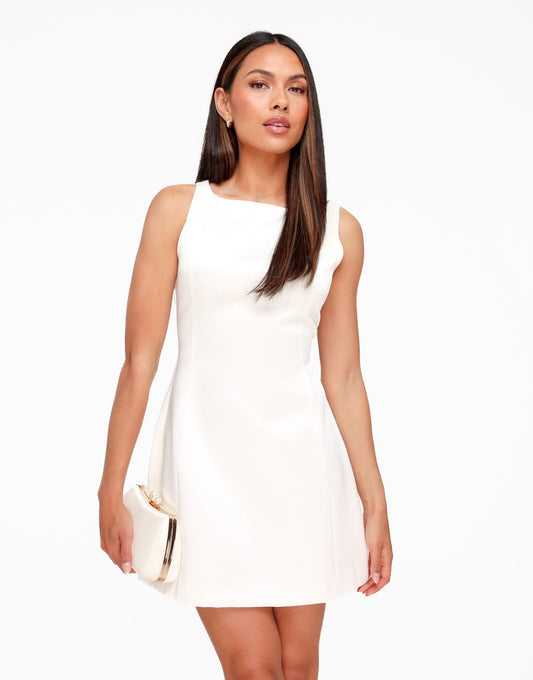 Creme Mouwloze Satijnen - Jurk - Olivia & Kate