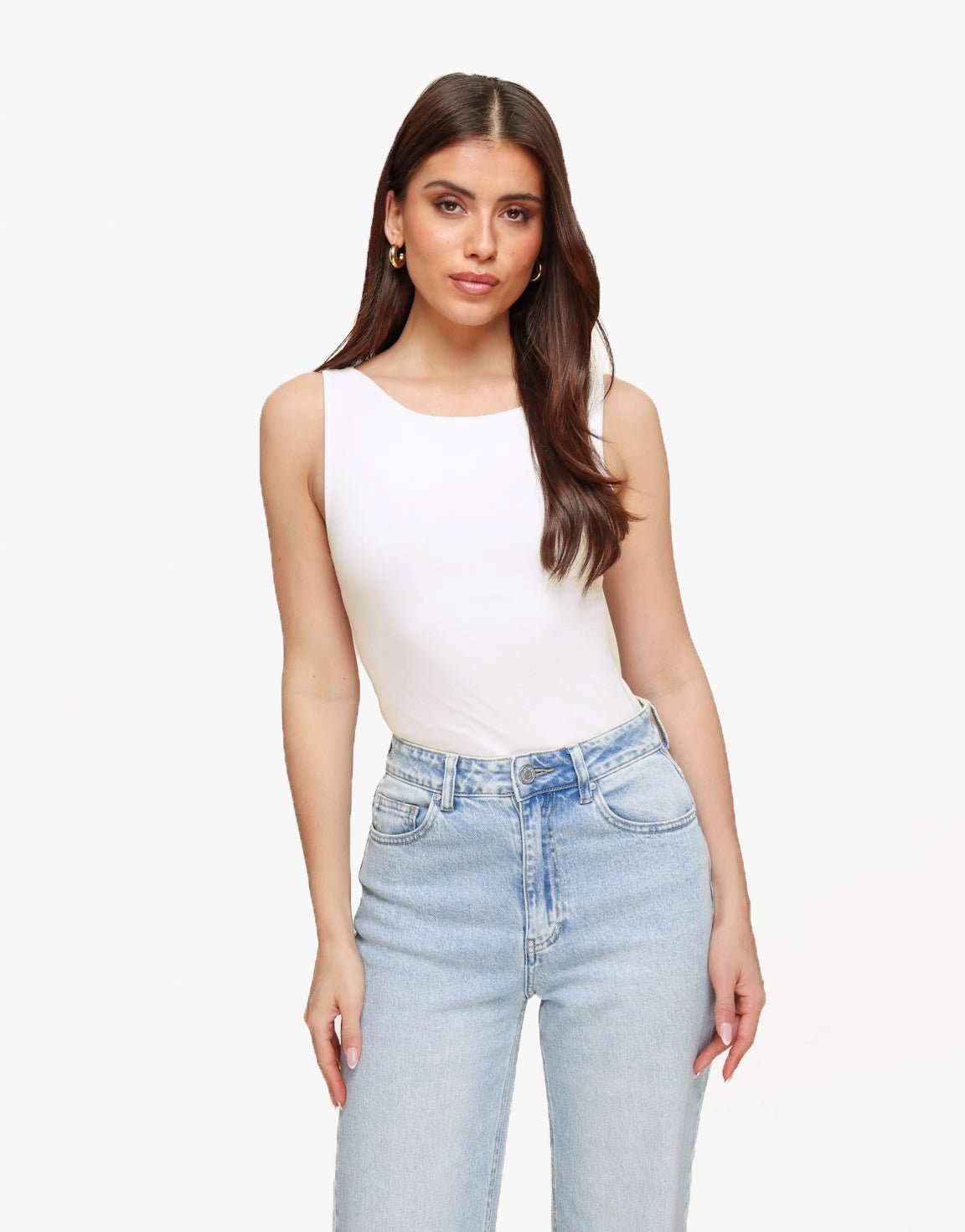 Creme Omkeerbare Mouwloze Basic - Top - Olivia & Kate