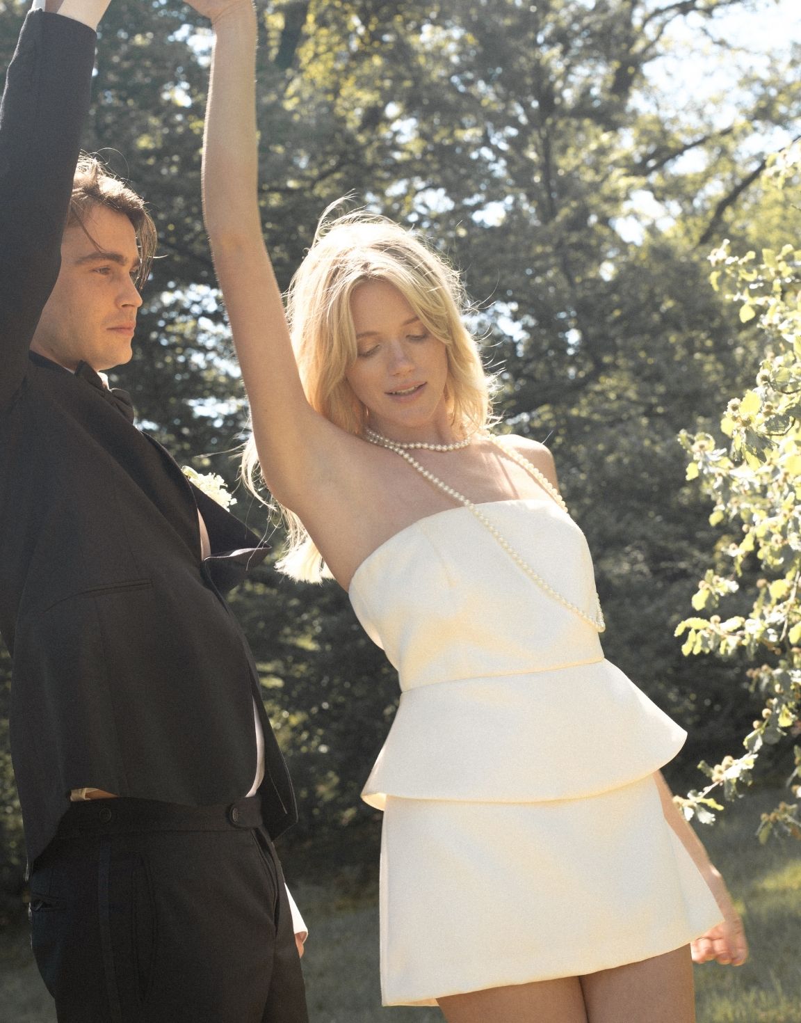 Creme Satijnen Classic Lage Heup - Skort - Olivia & Kate