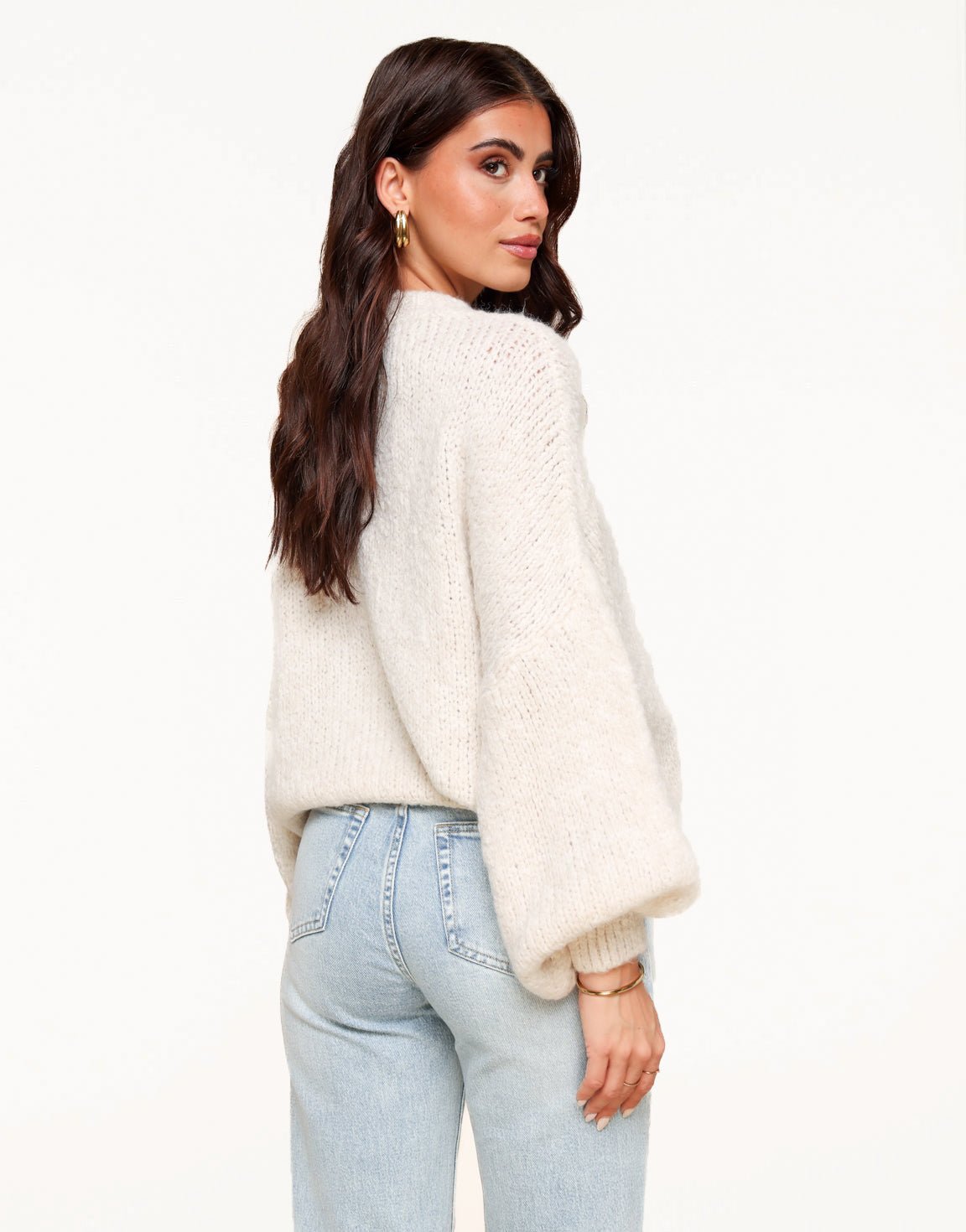 Cream Wool Knitted - Sweater - Olivia & Kate