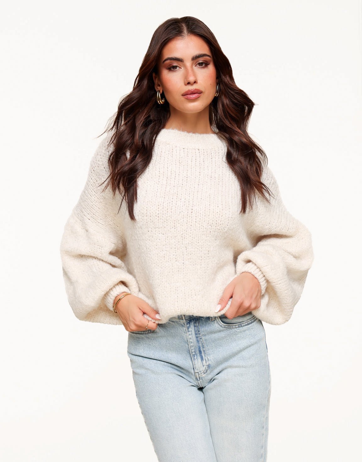 Cream Wool Knitted - Sweater - Olivia & Kate