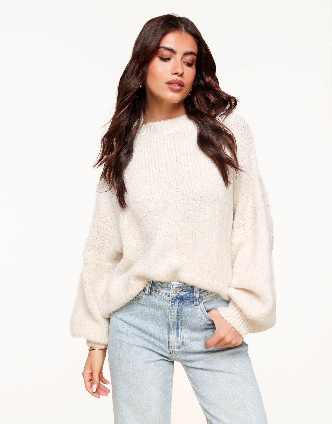 Cream Wool Knitted - Sweater - Olivia & Kate
