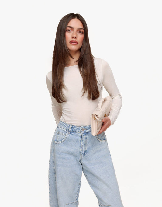 Creme Zachte Doorschijnende LS - Top - Olivia & Kate