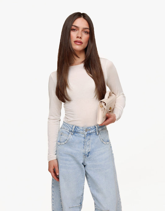 Creme Zachte Doorschijnende LS - Top - Olivia & Kate