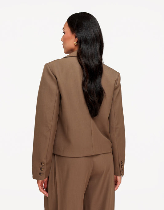Donker Khaki Detail Cropped - Blazer - Olivia & Kate