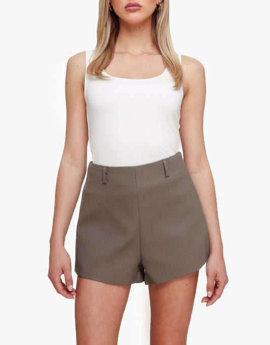 Donker Khaki High Waist Mini - Short - Olivia & Kate