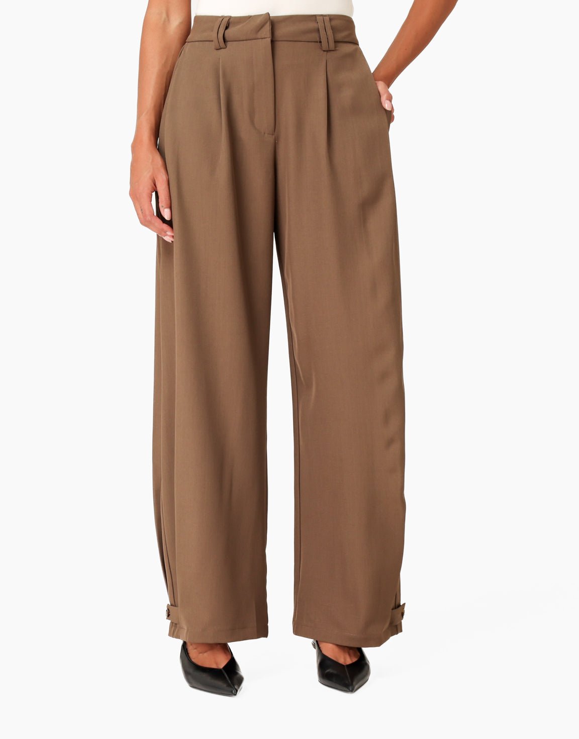 Donker Khaki Wijde Detail Cropped - Set - Olivia & Kate