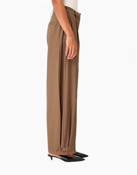 Donker Khaki Wijde Detail - Pantalon - Olivia & Kate