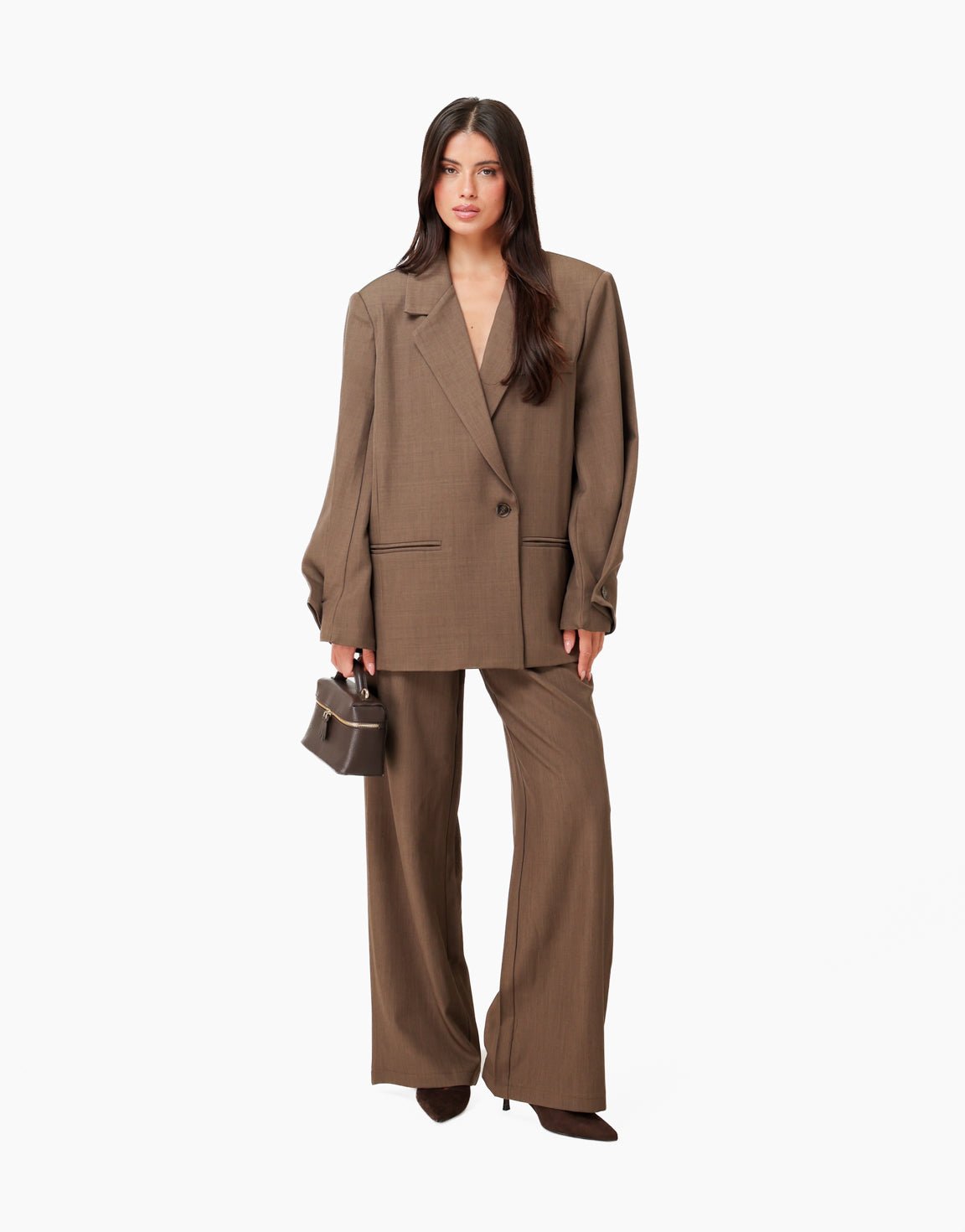 Donker Taupe Classic Oversized - Blazer - Olivia & Kate
