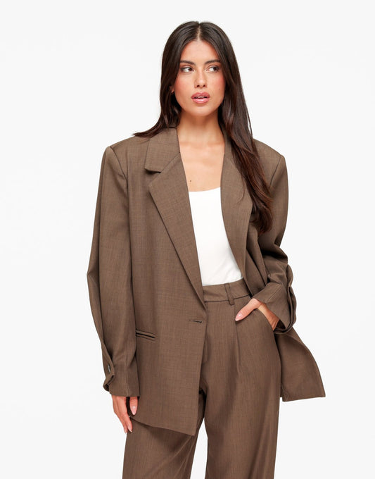 Donker Taupe Classic Oversized - Blazer - Olivia & Kate