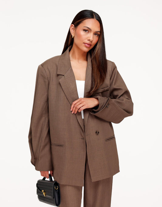 Donker Taupe Classic Oversized - Blazer - Olivia & Kate