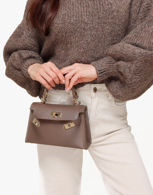 Donker Taupe Gouden Detail - Tas - Olivia & Kate
