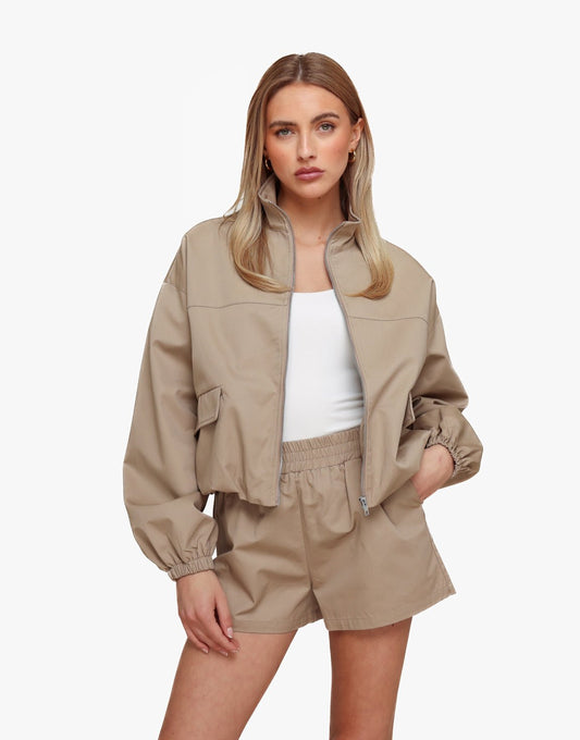 Donker Taupe Puffy Elastische Onderkant - Set - Olivia & Kate
