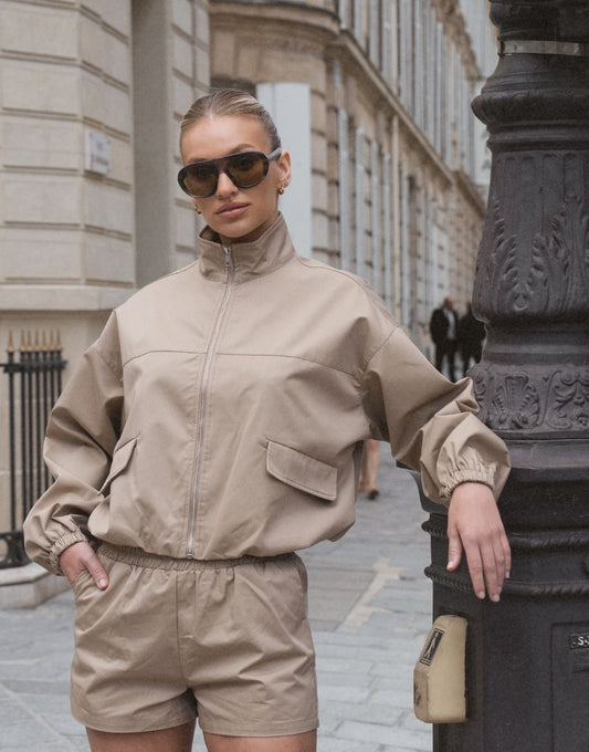 Donker Taupe Puffy Elastische Onderkant - Set - Olivia & Kate