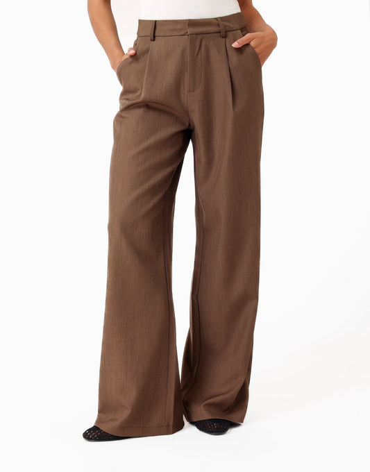 Donker Taupe Wijde Classic - Pantalon - Olivia & Kate