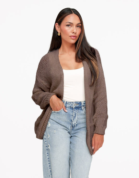 Donker Taupe Wollen - Vest - Olivia & Kate