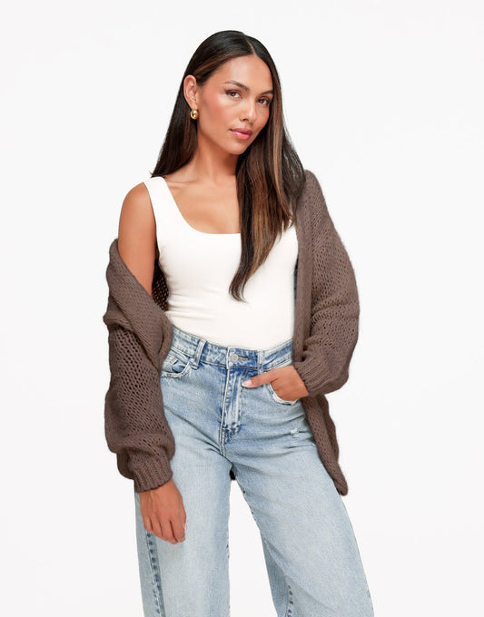 Donker Taupe Wollen - Vest - Olivia & Kate