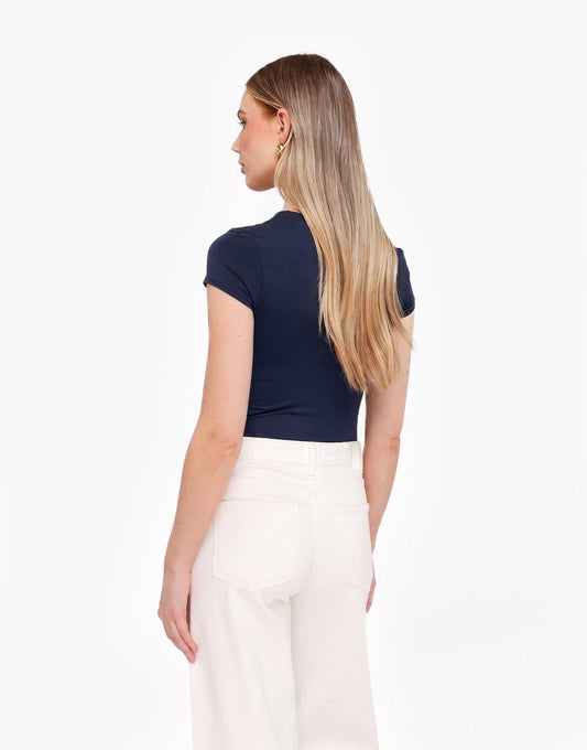 Donkerblauwe Basic SS - Top - Olivia & Kate