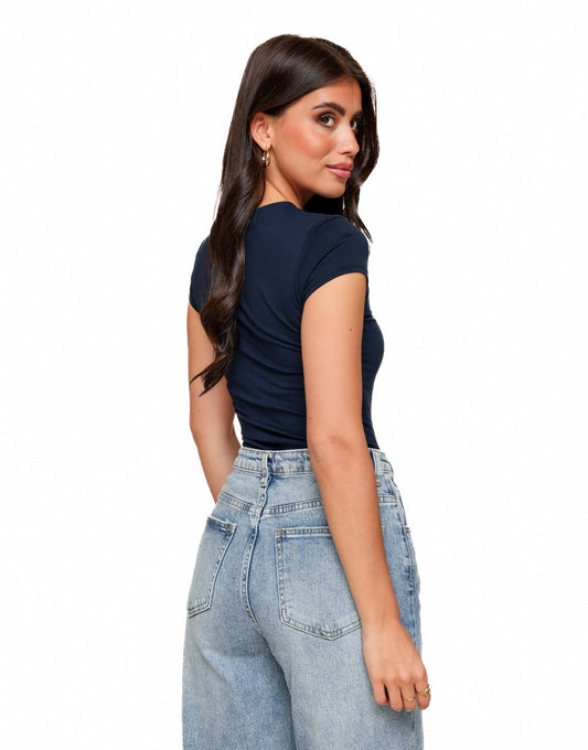 Donkerblauwe Basic SS - Top - Olivia & Kate