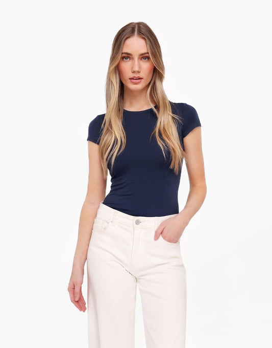 Donkerblauwe Basic SS - Top - Olivia & Kate